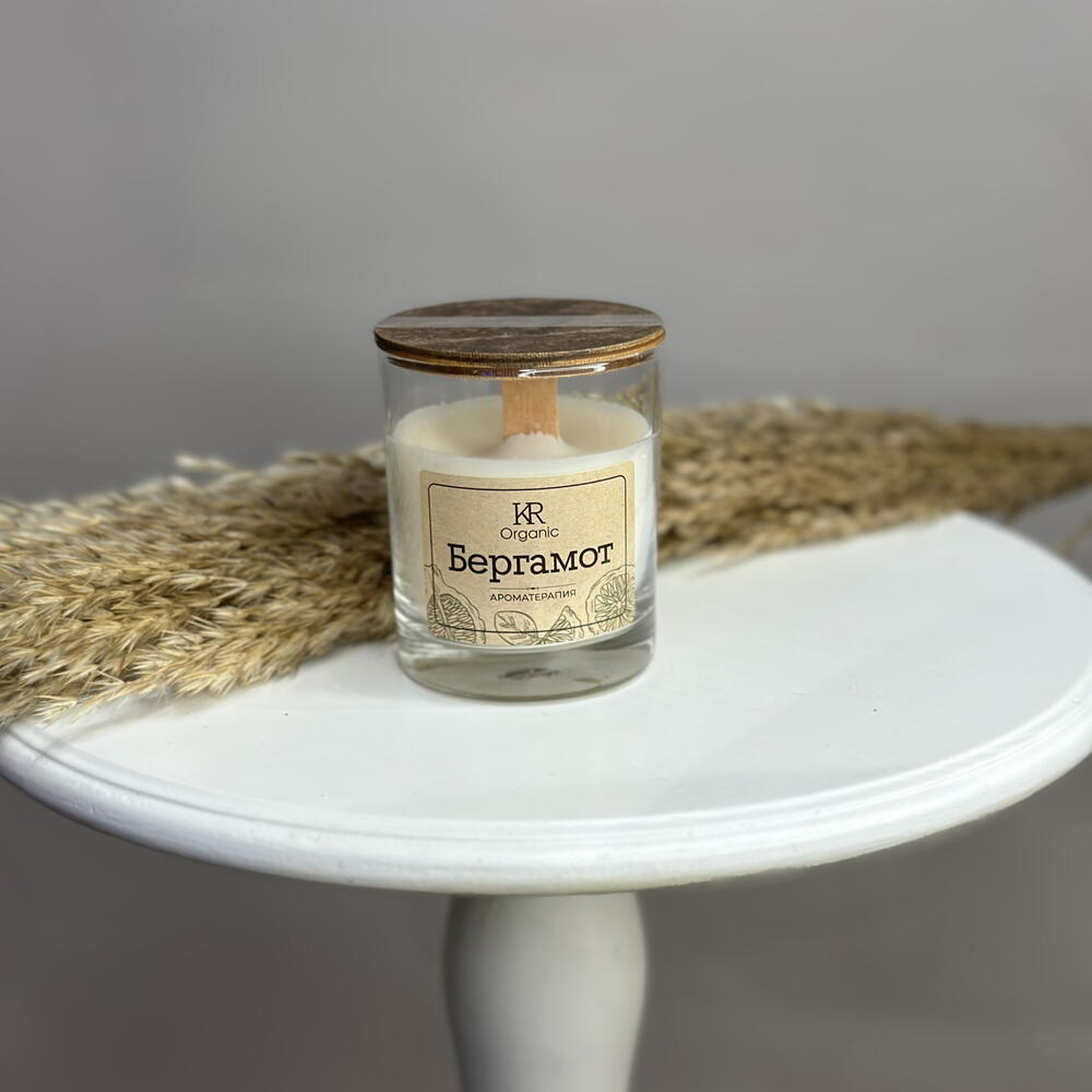 Свеча ароматическая в стекле ORGANIC (Бергамот)