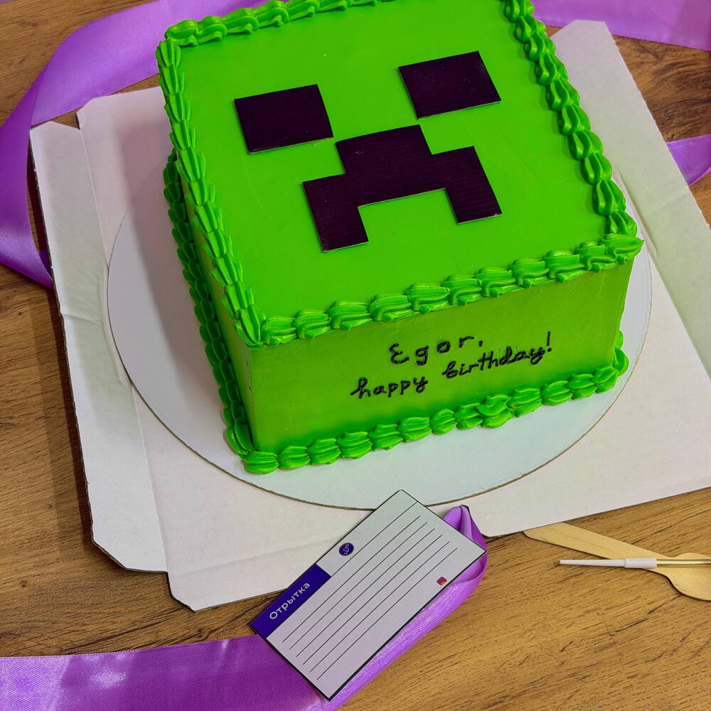 Cake "Creeper Party" — Minecraft cake, children's cake, cake for a boy, birthday cake