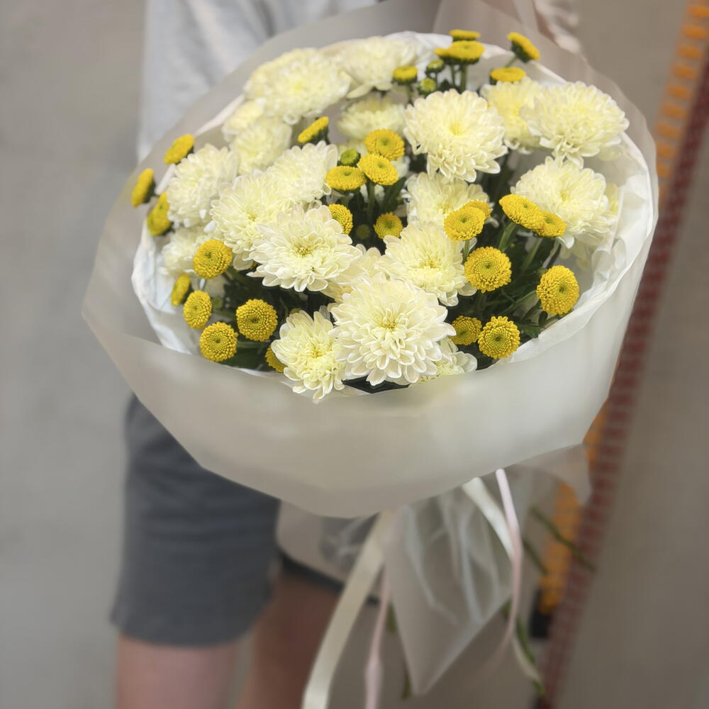 Микс желтых хризантем