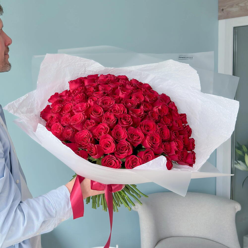 Букет из 101 красной розы Кения «Безграничная любовь» 🌹 40988