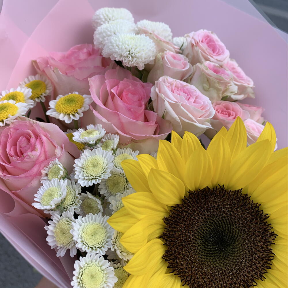 Букет с подсолнухом 💛