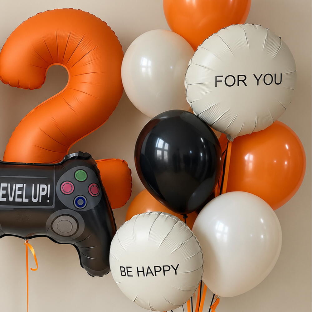 🎮 Набор воздушных шаров «Level Up» с цифрами