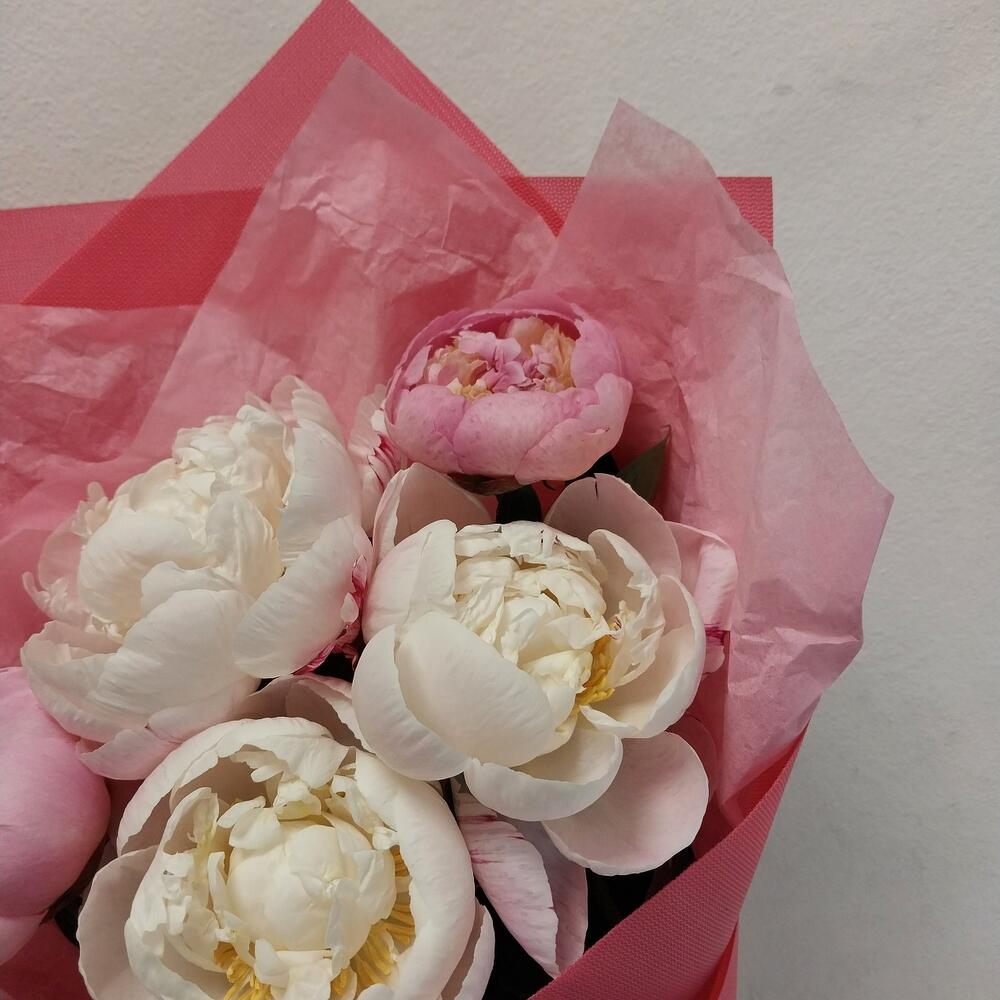 Букет из 5 розовых пионов