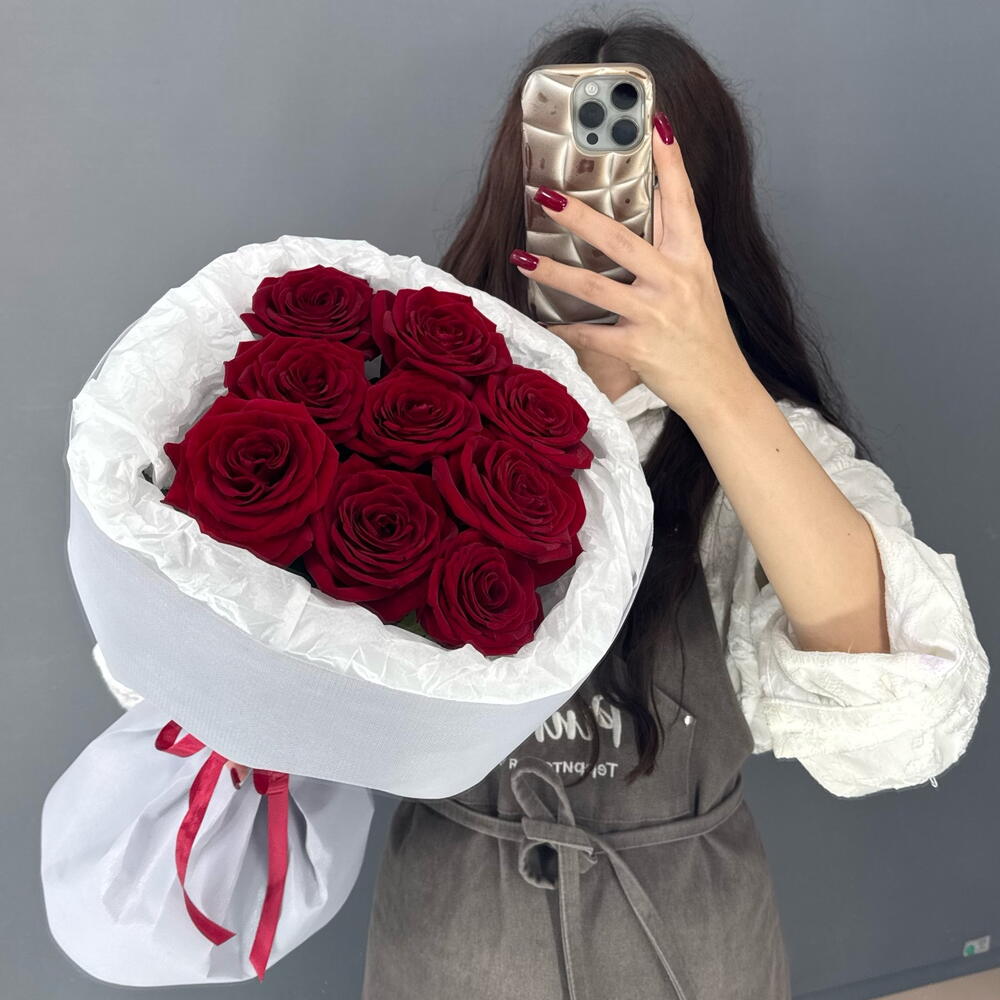 Монобукет❣️из красной розы Ред Наоми