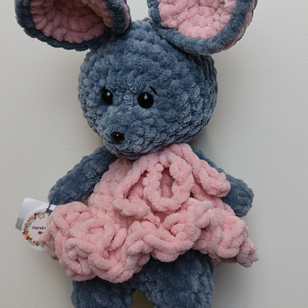 Мягкая игрушка вязаная мышка в платьице 🐁