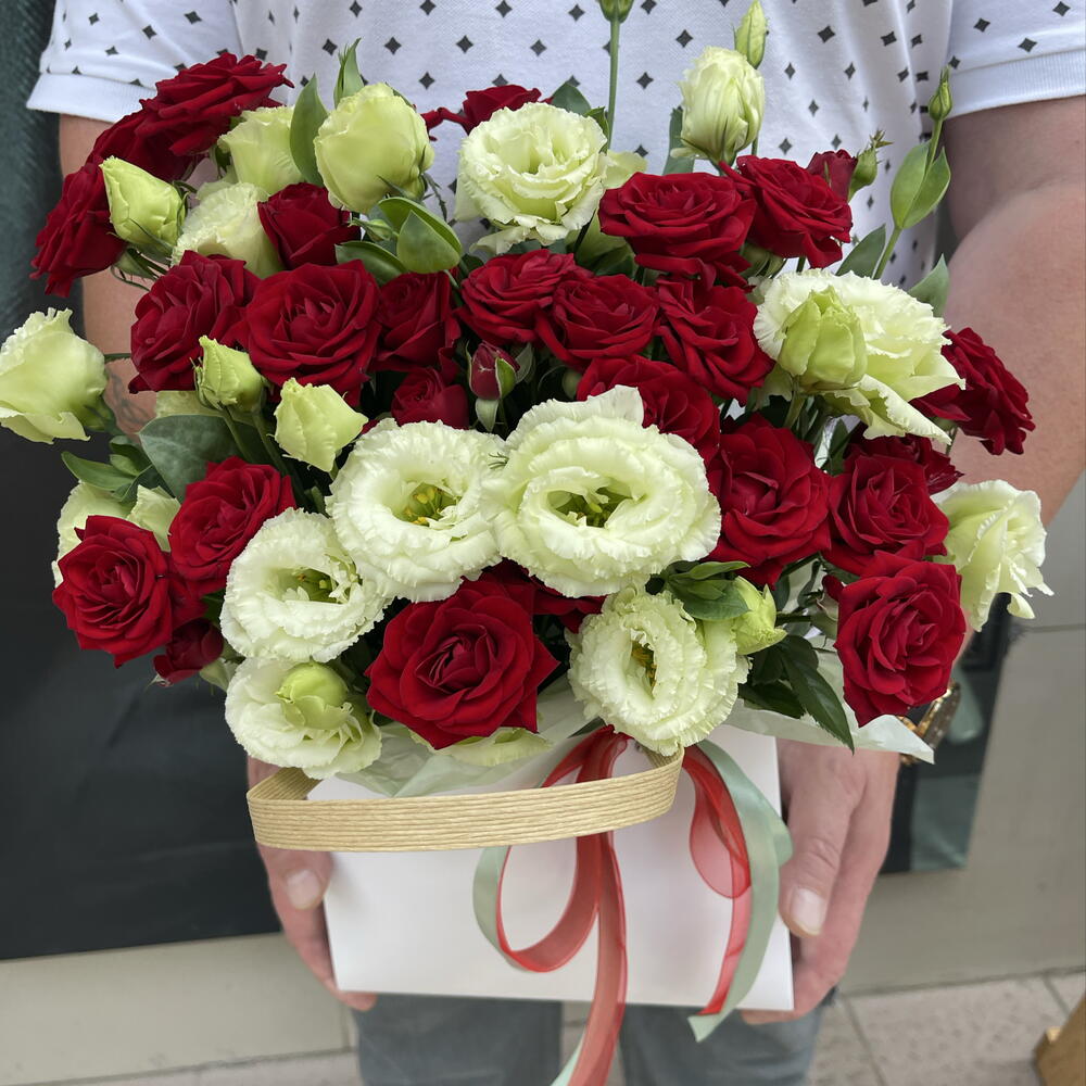 Букет сумочка «Роза и эустома»💞