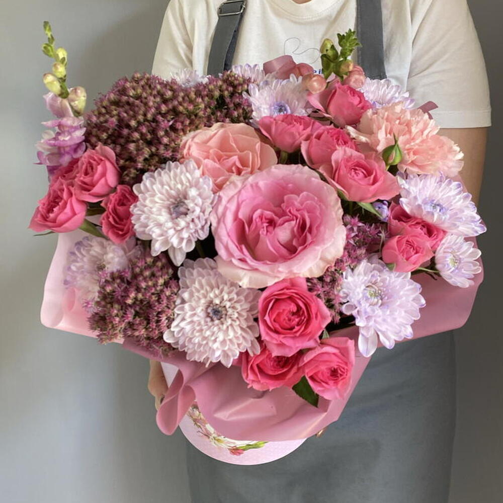 Осенняя композиция 🌺🍇с розами,седумом,антиринумом