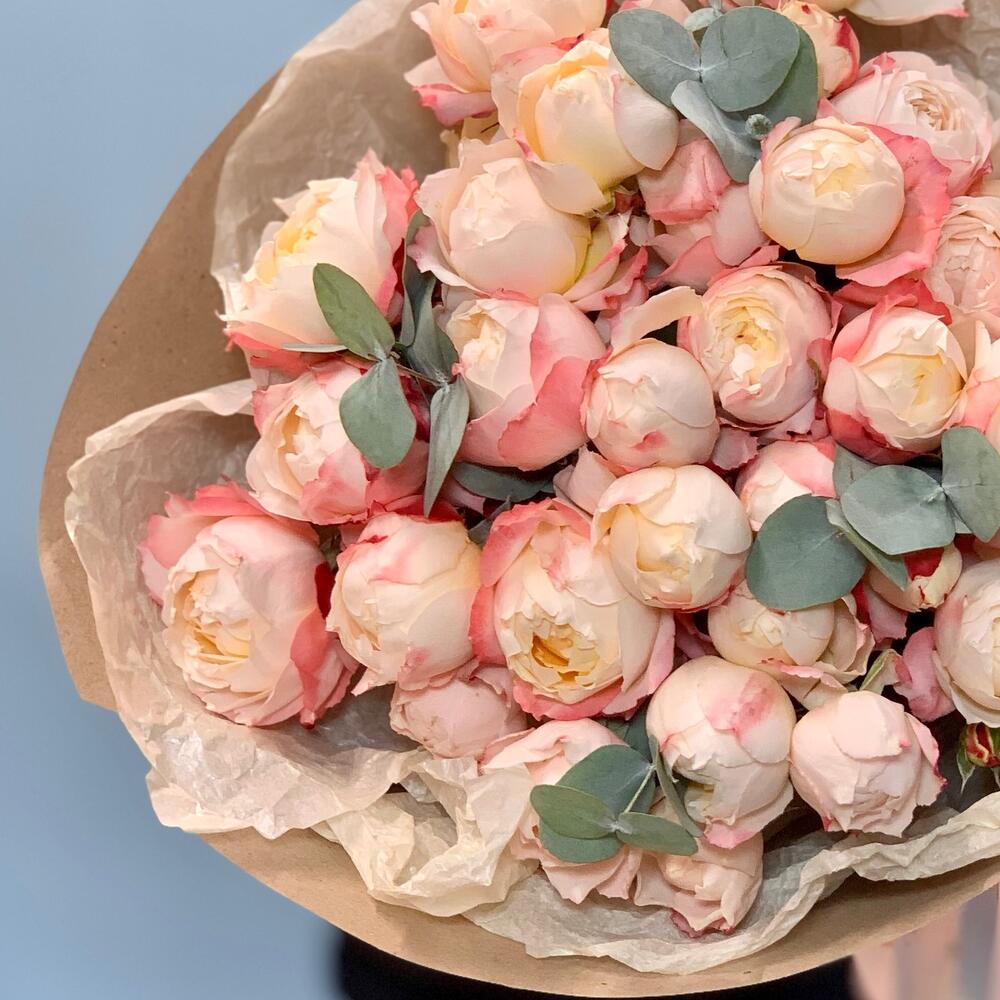 Монобукет из нежных пионовидных роз «Принцесса Сеюка», Цветы Котельники ...