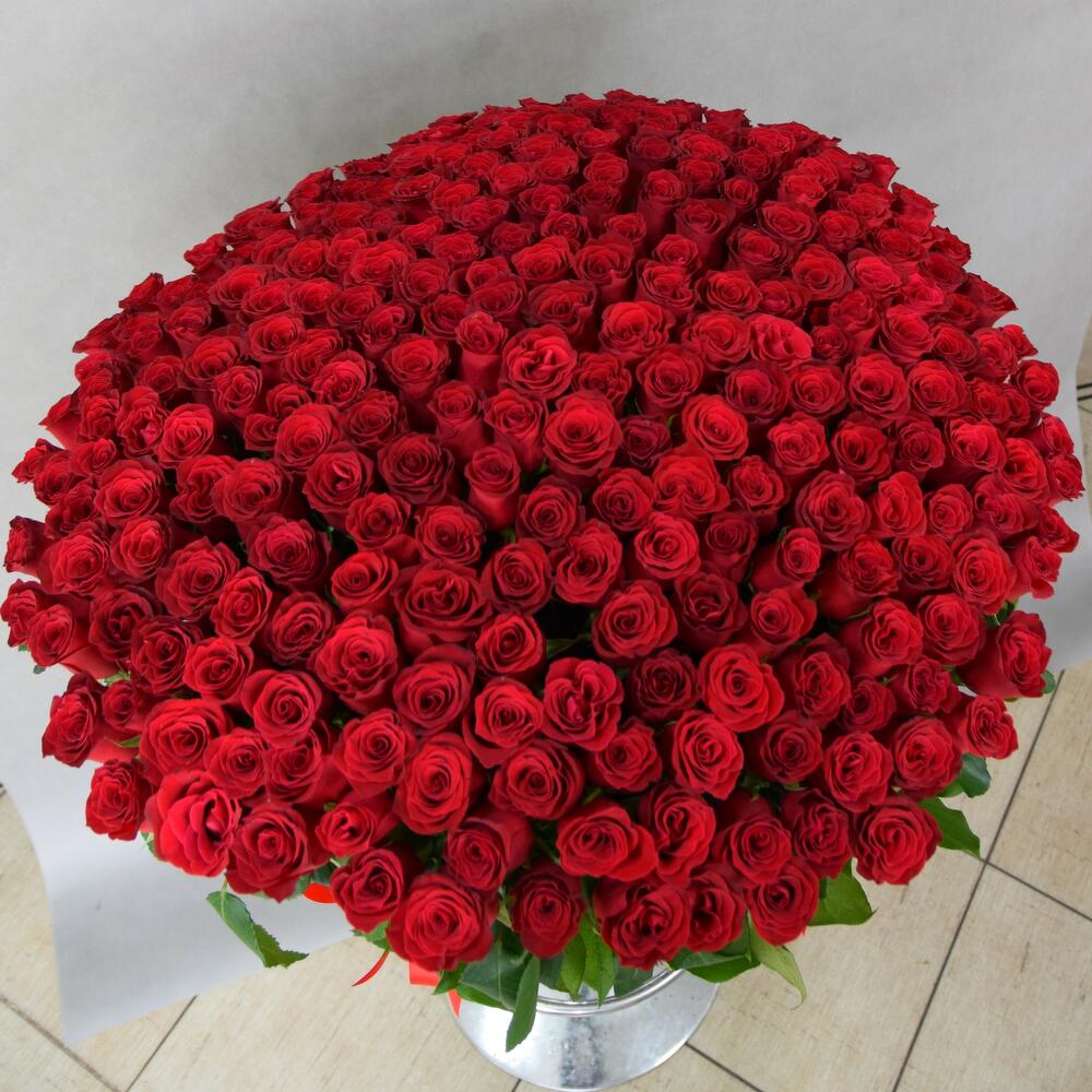 Корзина из 251 кенийской розы