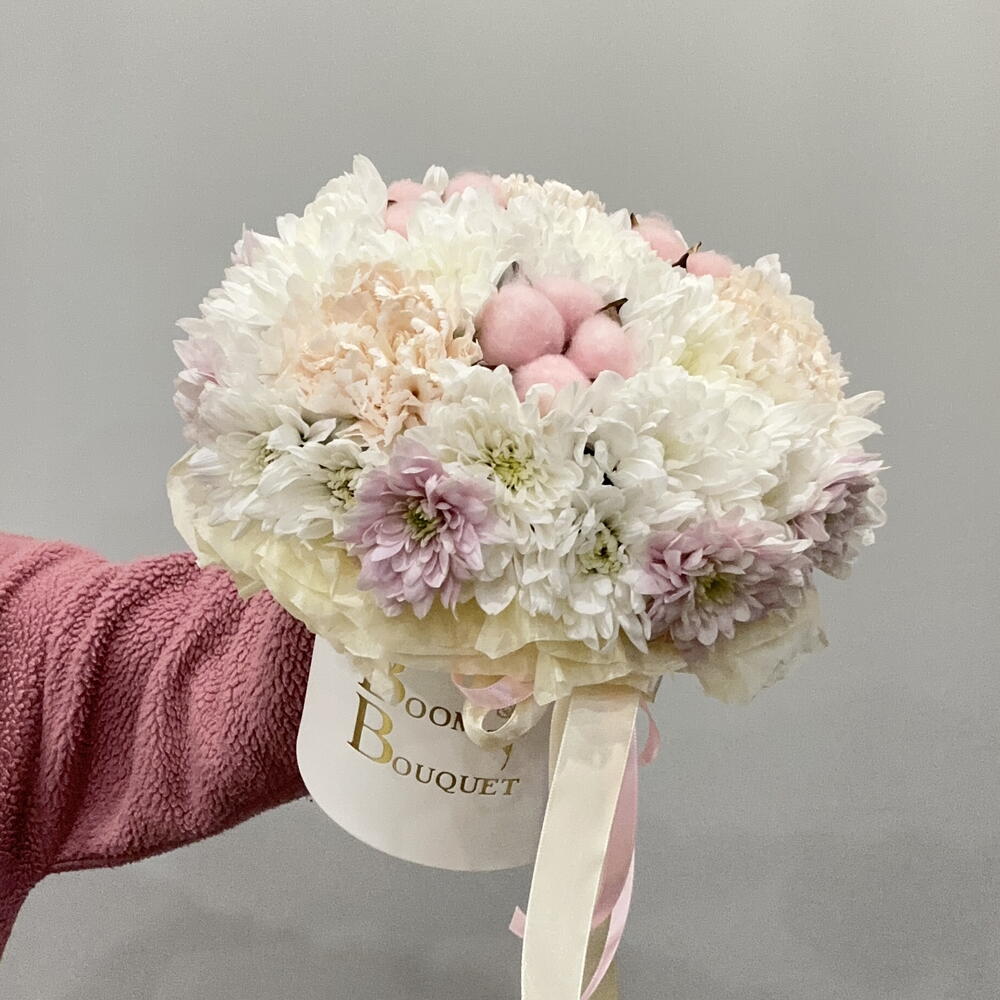 Цветочная композиция в шляпной коробке 🌸