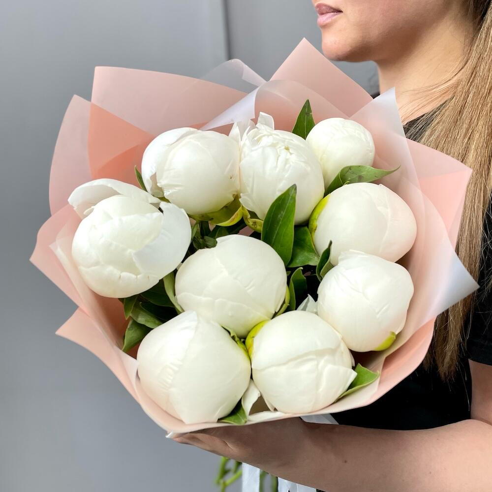 9 шт Белые Пионы (0006) peony