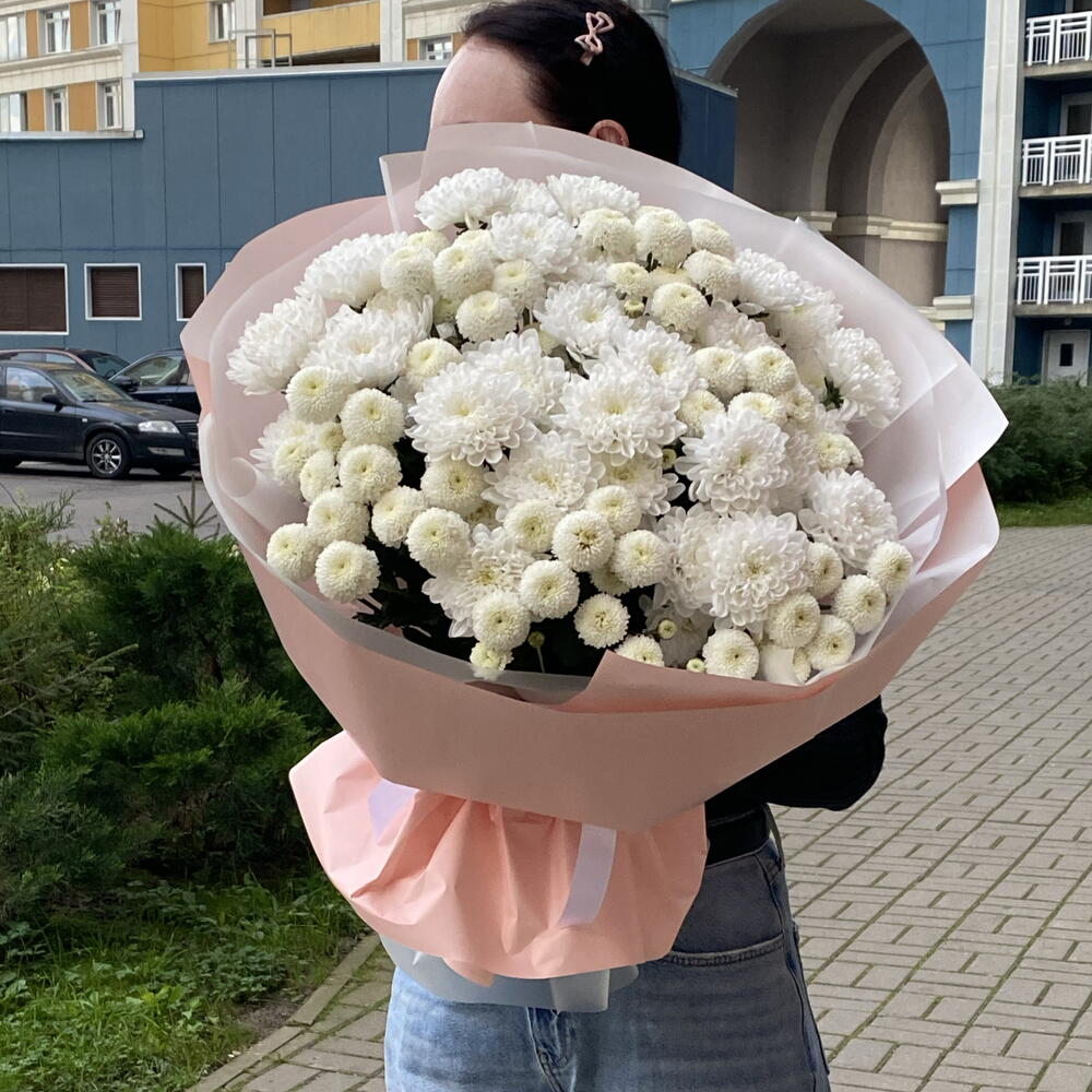 Кустовые хризантемы | Белый букет