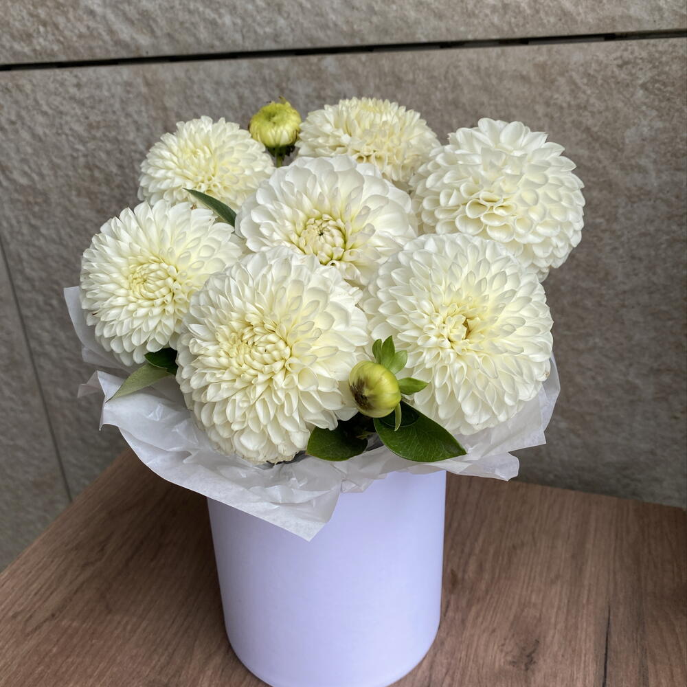 Шляпная коробка с георгинами