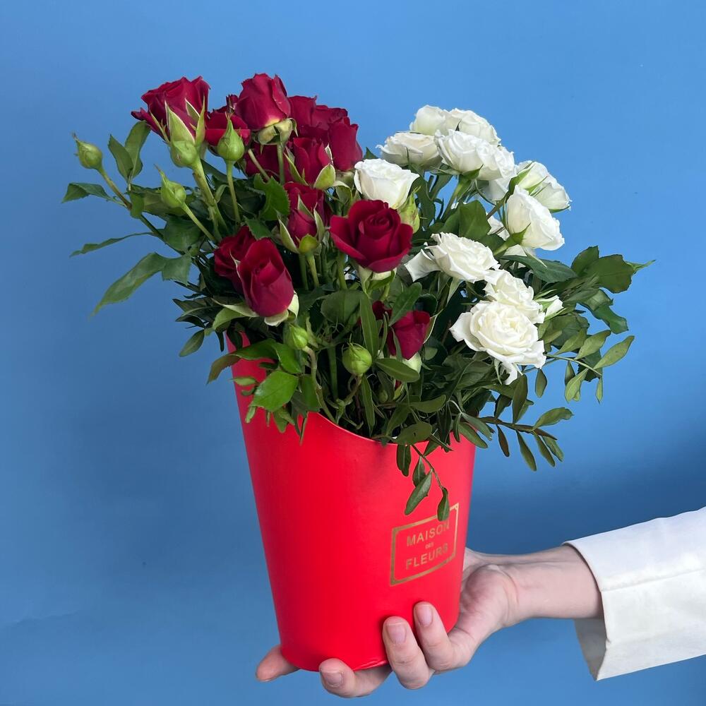 A compliment-a valentine in a box of bush roses