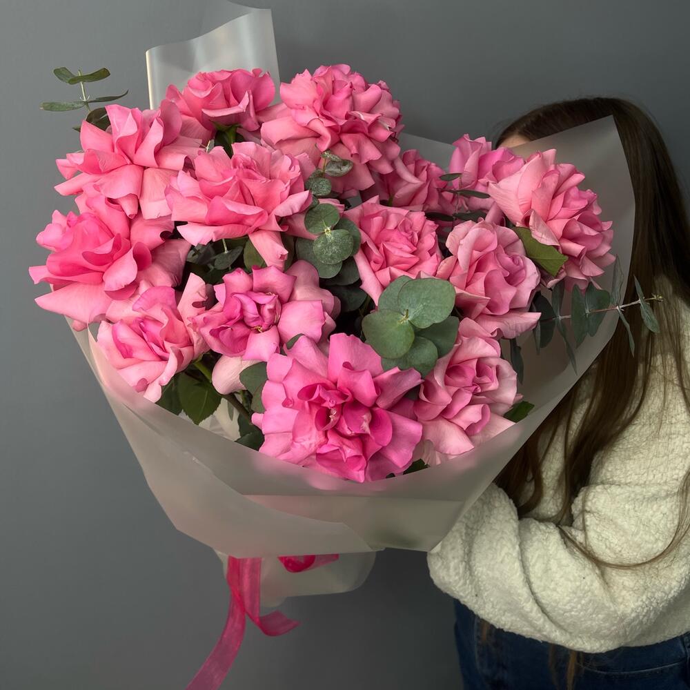 Premium букет из французских роз нежных с эвкалиптом 🌸