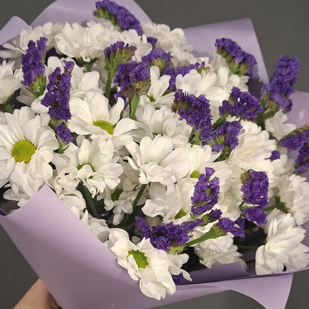 Букет из хризантемы и статицы💜