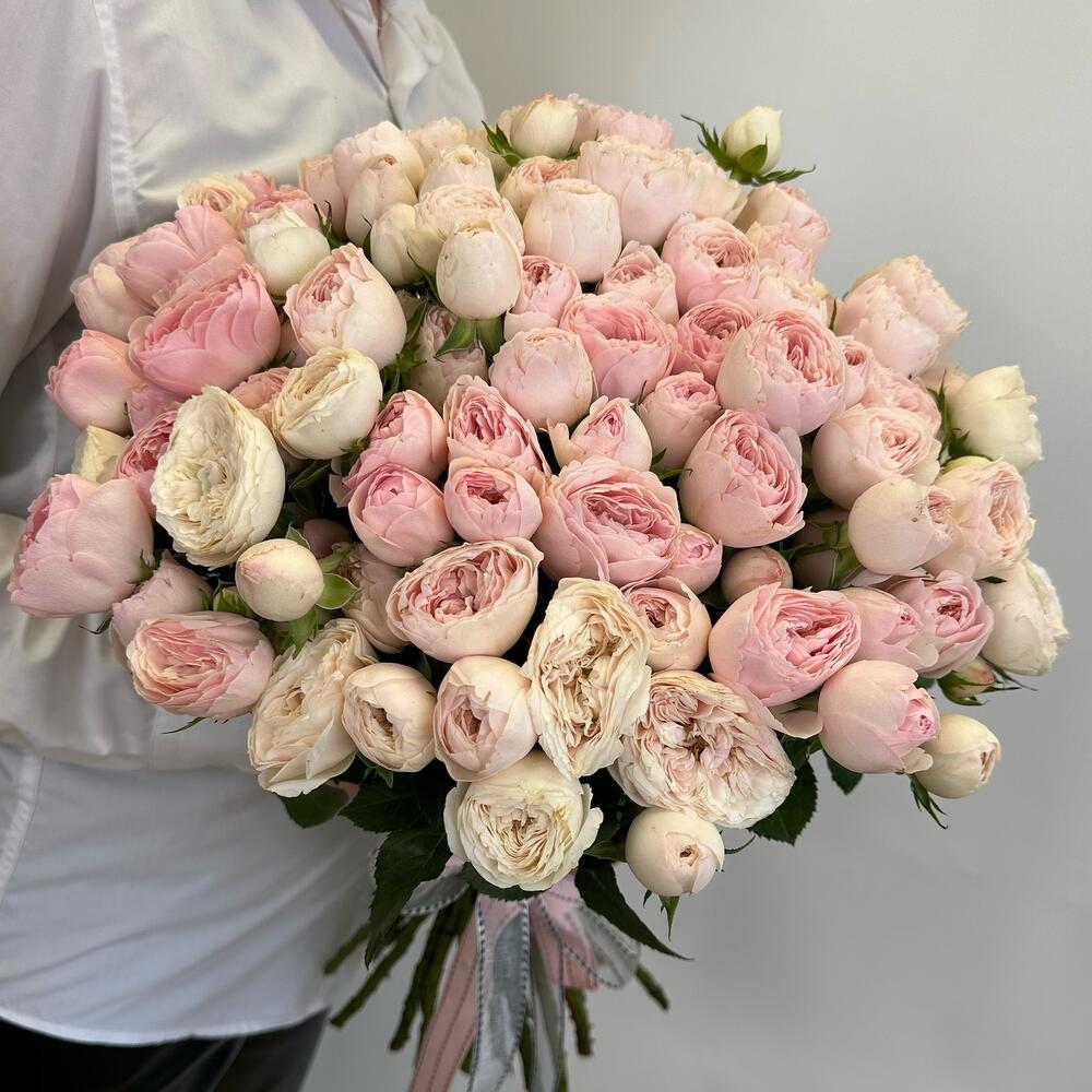 ✅✅✅Нежные пион розовые розы перевязанные лентой 💝