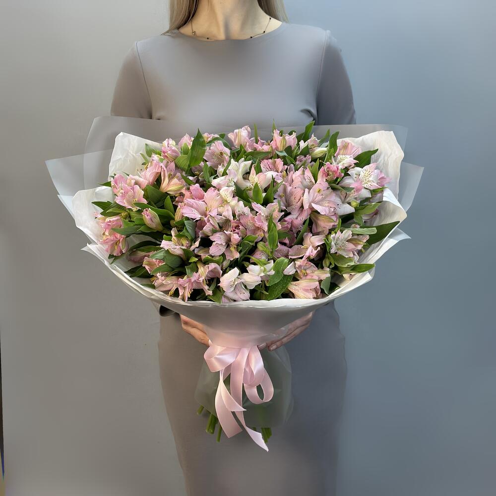 Букет розовых альстромерий (М019, 25шт)