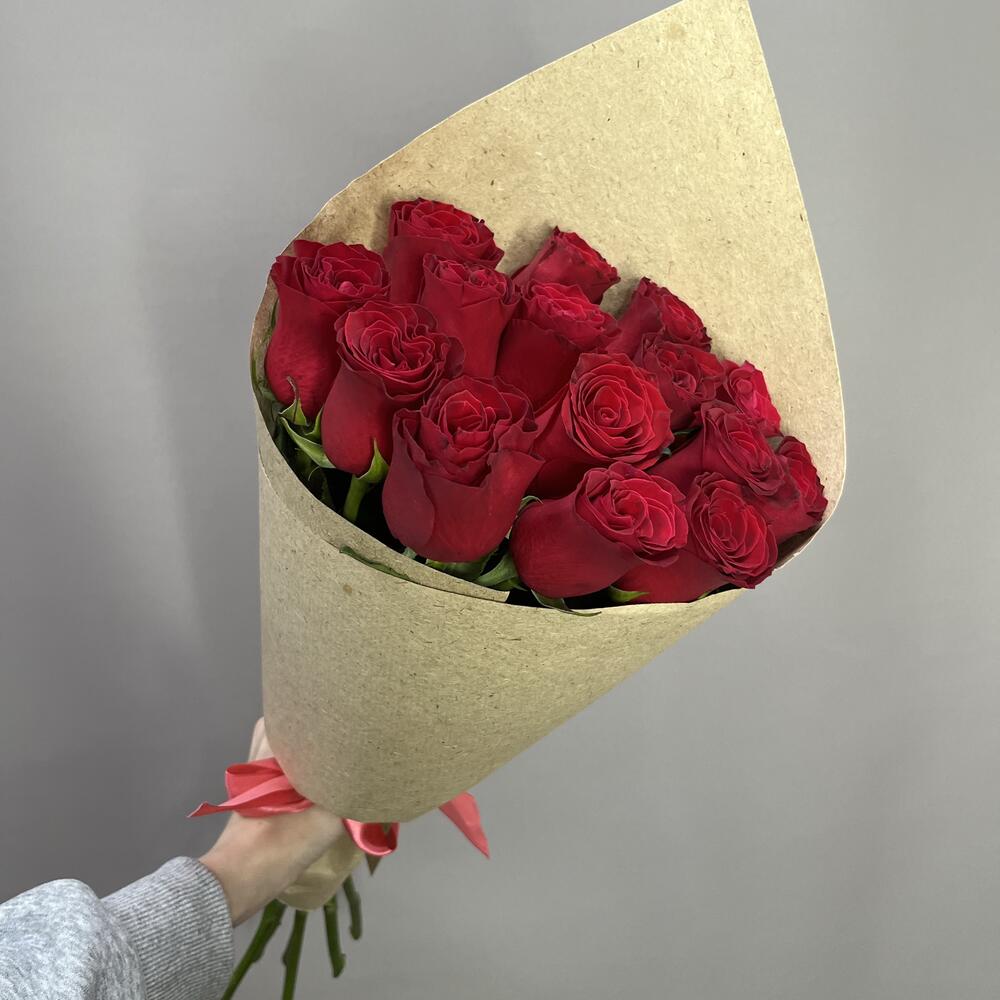 Роза бордовая «фридом» 15 штук