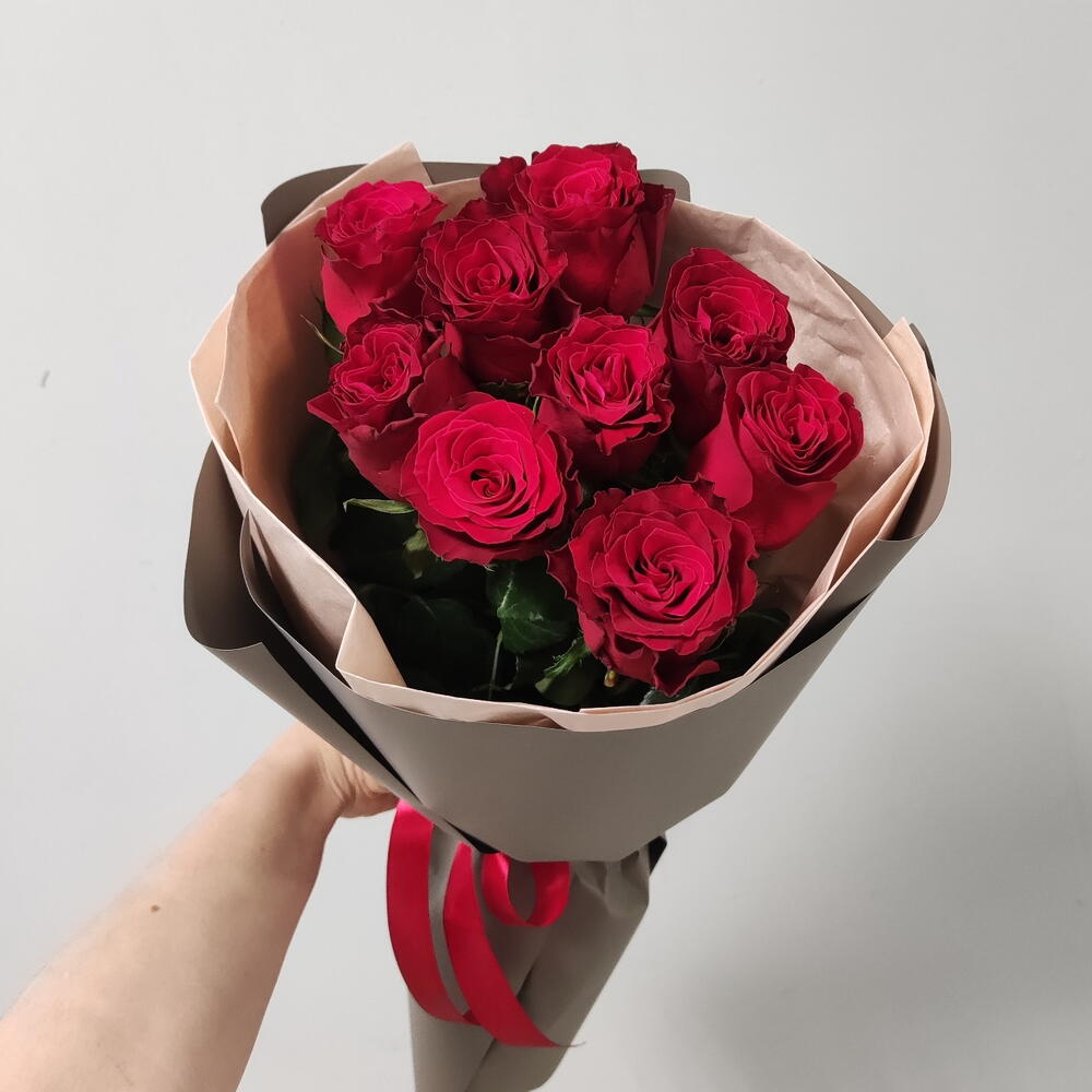 Букет из 9 бордовых роз