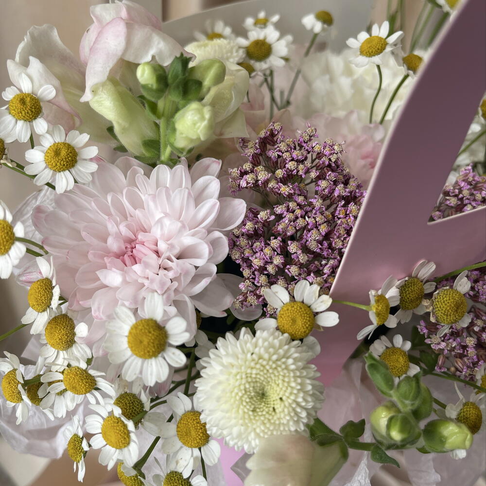 Хризантема с ромашкой в сумочке 🌼