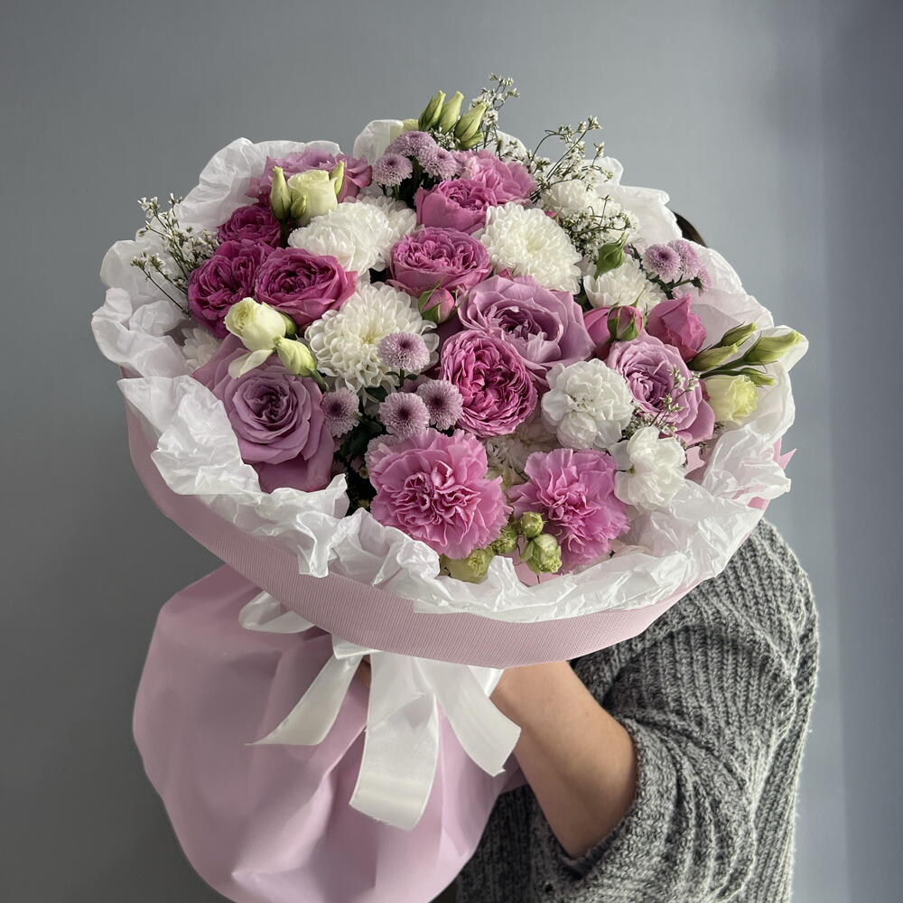 Букет чарующий 🩷 ароматная Маритим 💜 хризантема сантини 🌸 пионовидная кустовая Роза 💗💗💗