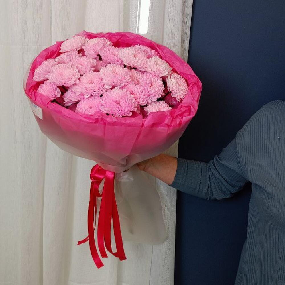 Нежный моно букет из кустовой хризантемы Алтай