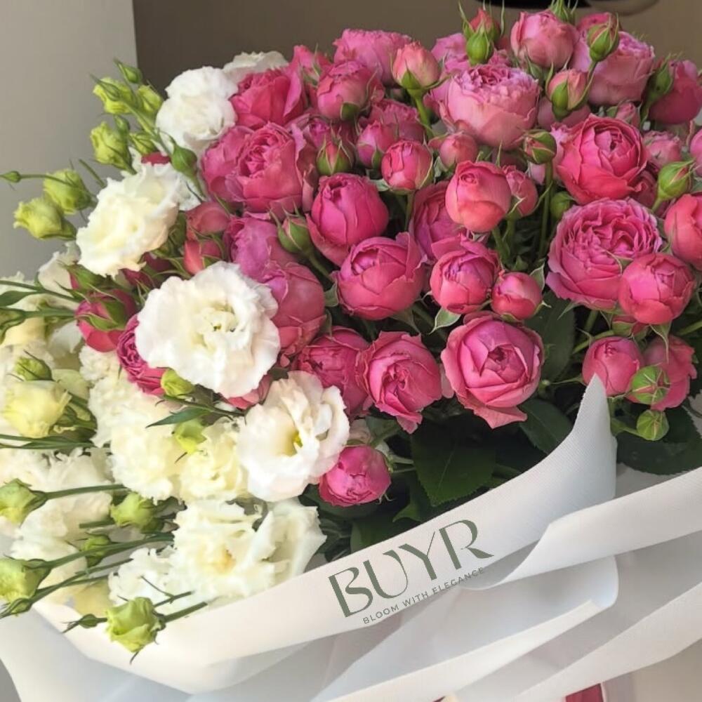 Букет «Малиновая нежность» 🌸 эустомы и пионовидные розы
