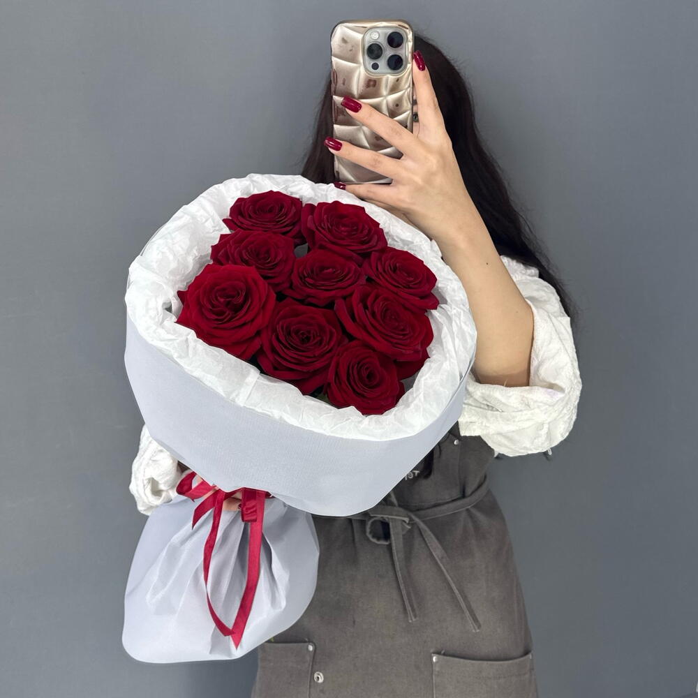 Монобукет❣️из красной розы Ред Наоми