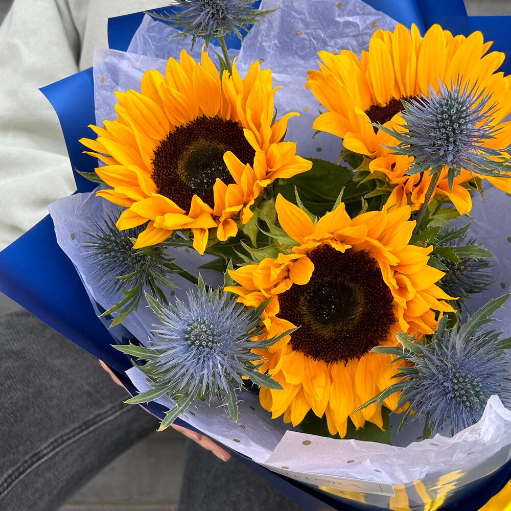 Girasoles y Eringium