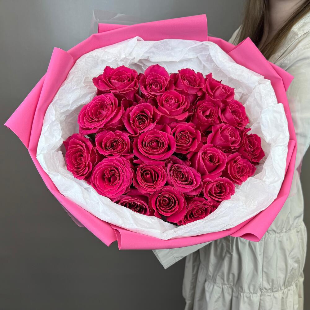 Малиновые розы 25 шт💖💝💞