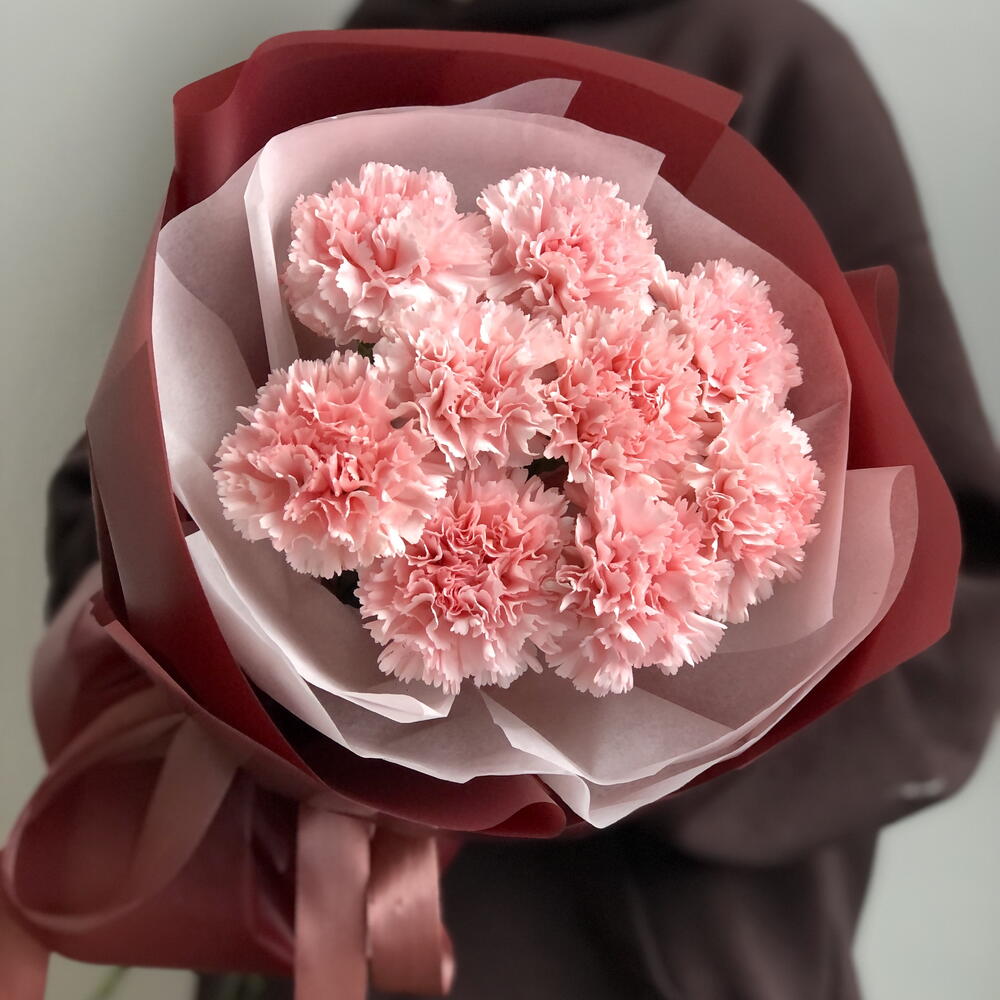 Букет розовых Диантусов N 809 + подарок от Vivienne Sabo — румяна MACARON