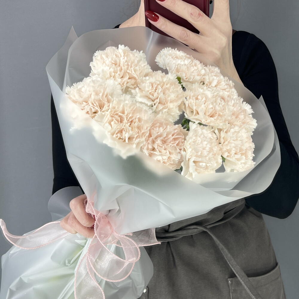 Моно букет кремовый диантус «Брют» 🌸🌸🌸