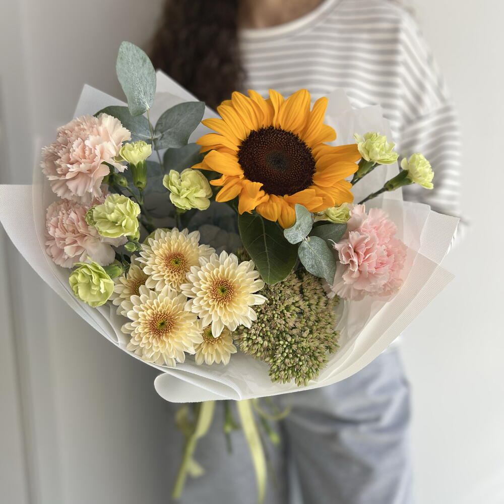Букет с подсолнухом на 1 сентября🌻💛