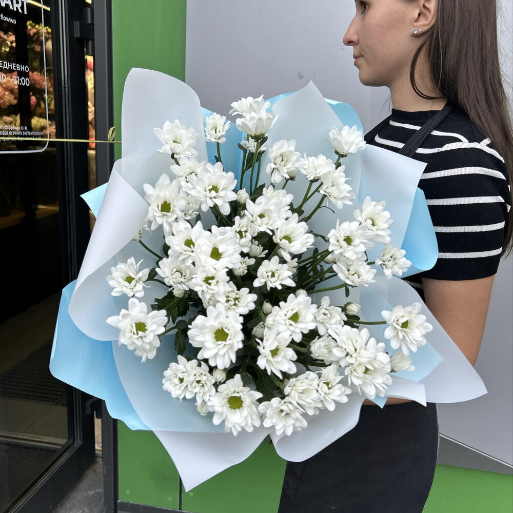 Монобукет из кустовых хризантем