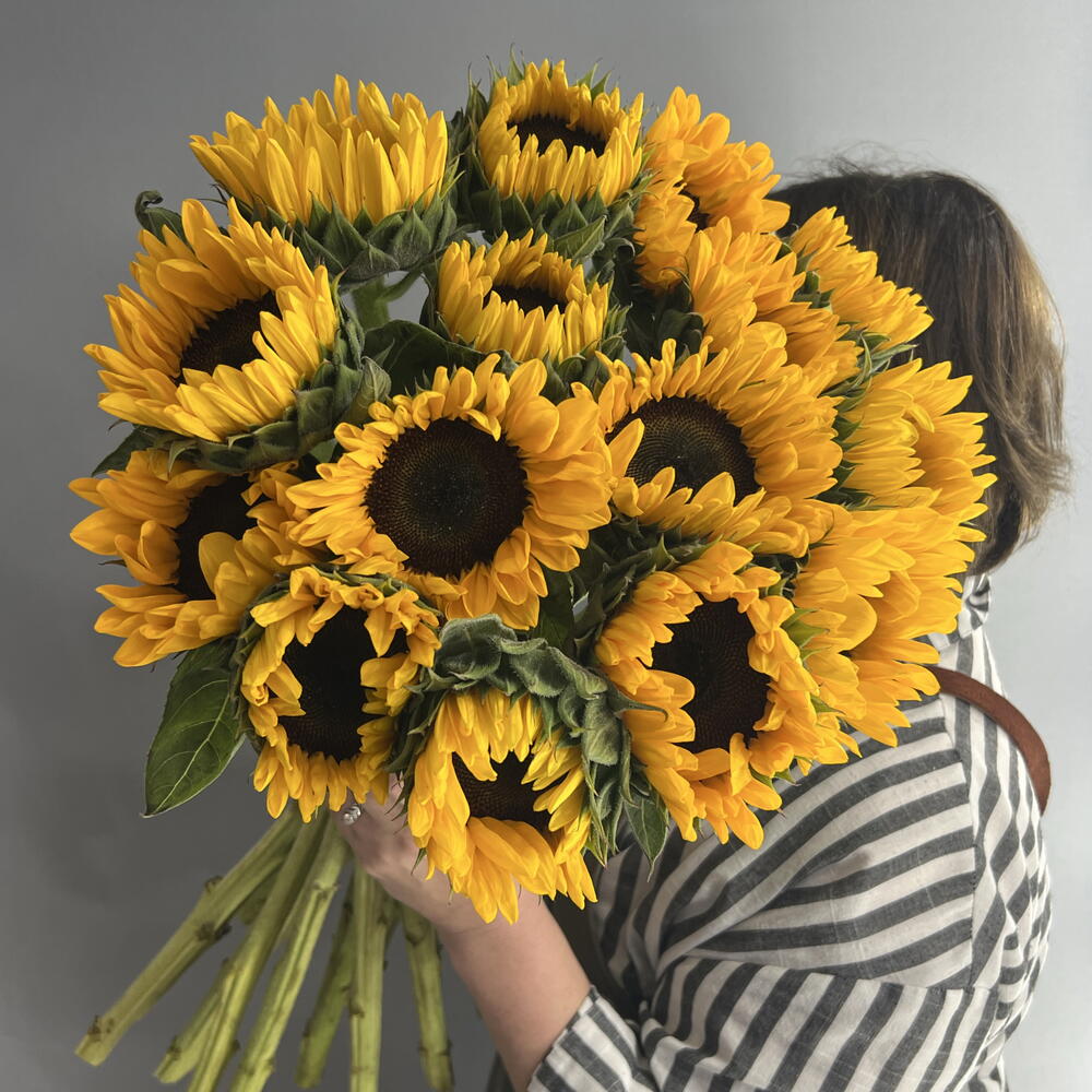 Монобукет 💛 солнечные подсолнухи 🌻🌻🌻 15 шт