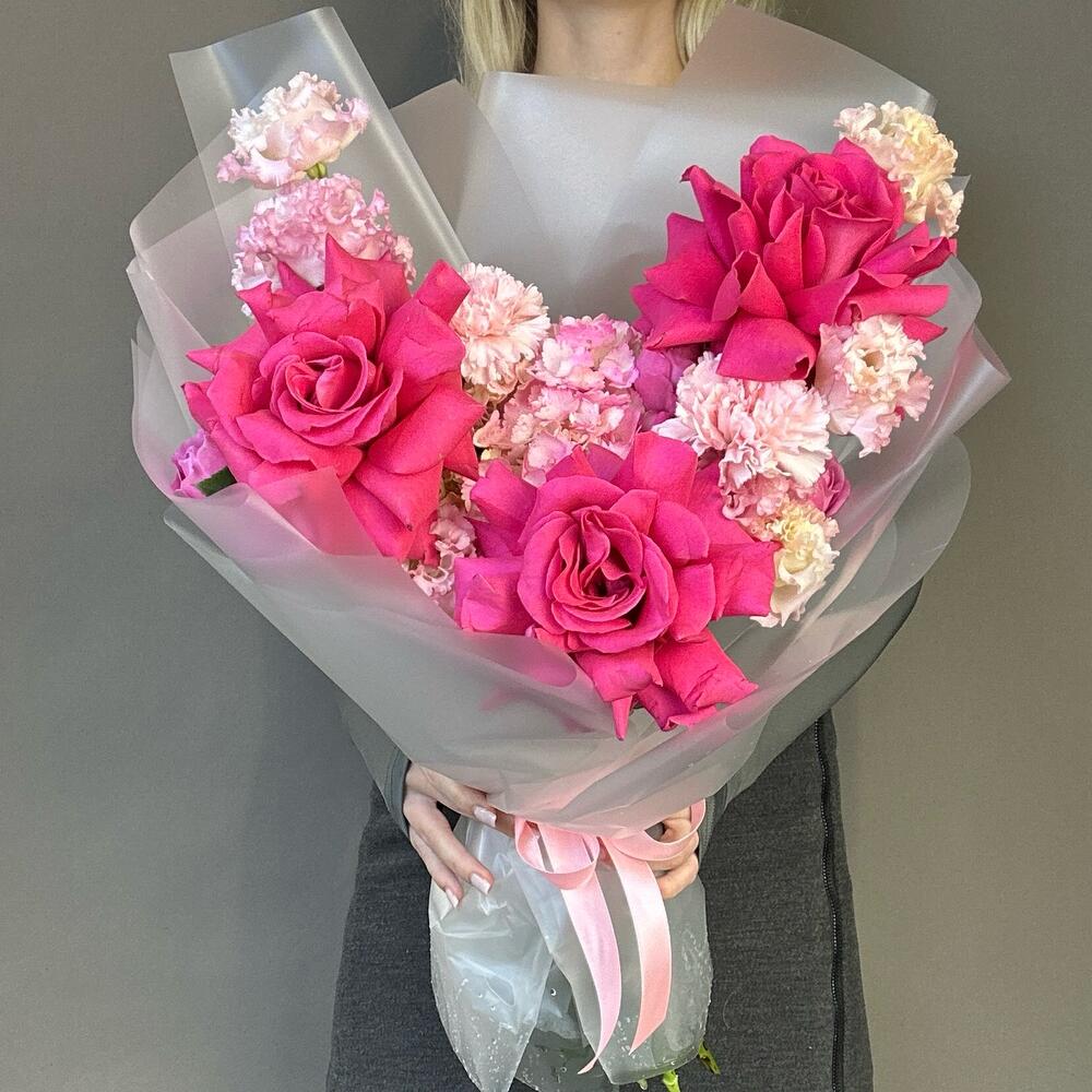Дуо французская роза и эустома