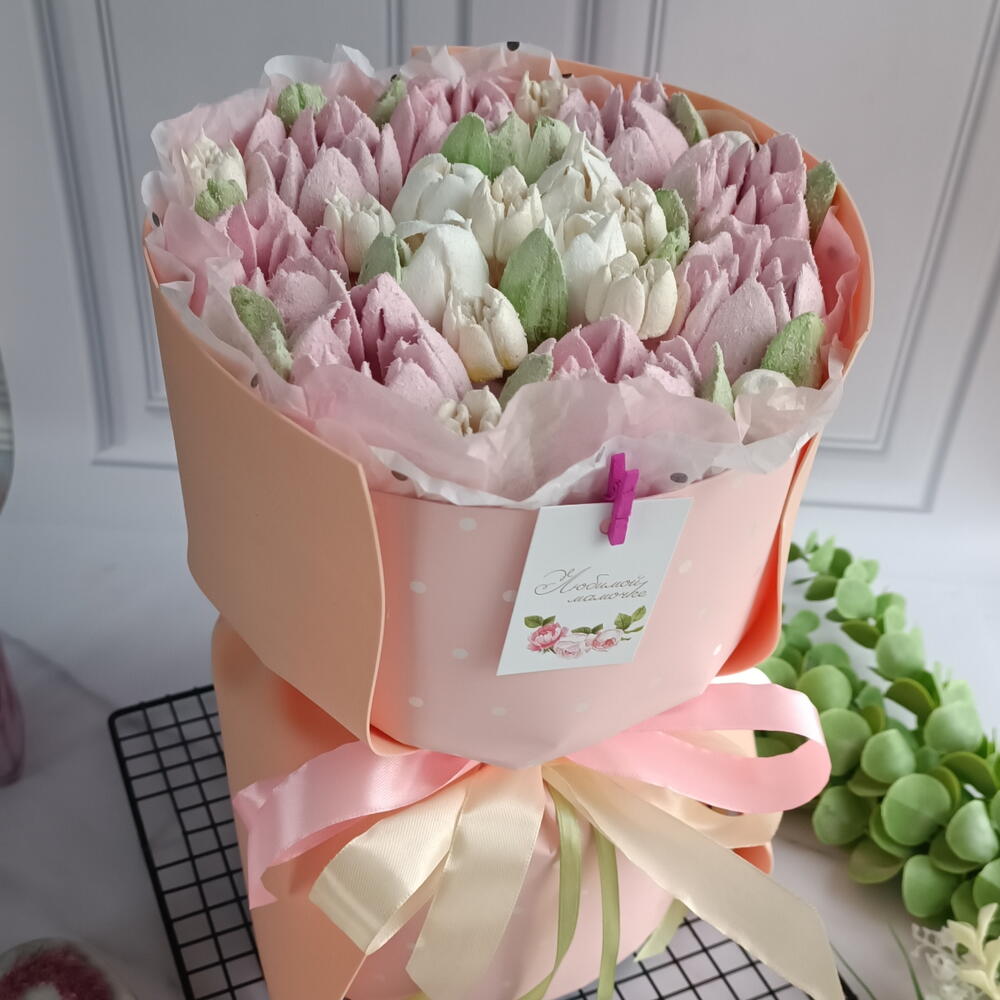 Букет зефира Бело- Розовый