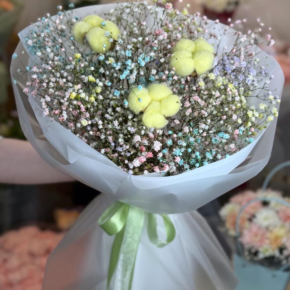 Букет с гипсафилой 💛