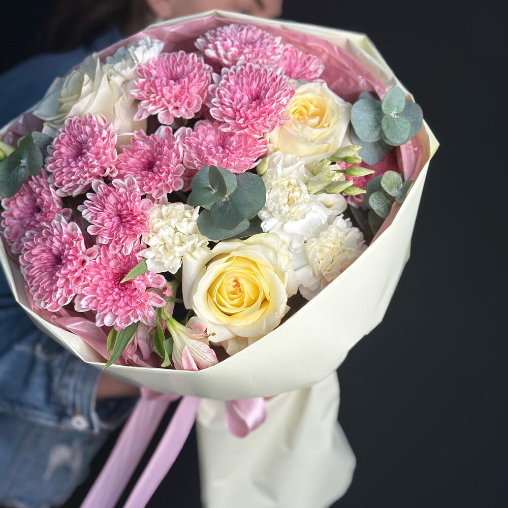 Букет 🌸🤍🌸 "весенняя нежность" с пионовидными розами