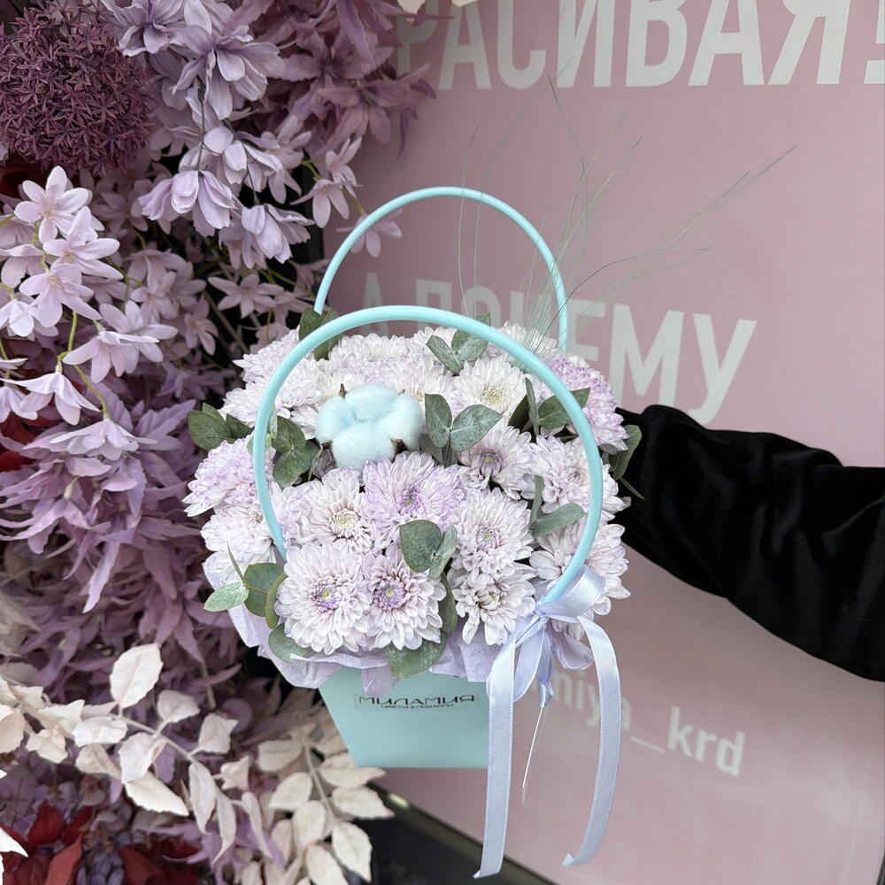 ХРИЗАНТЕМА В СУМОЧКЕ ГОТОВ К ДОСТАВКЕ 1