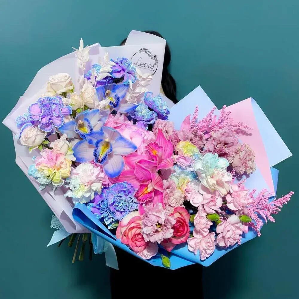 Премиум букет Радужные орхидеи. Авторский букет 568. Leoraflowers