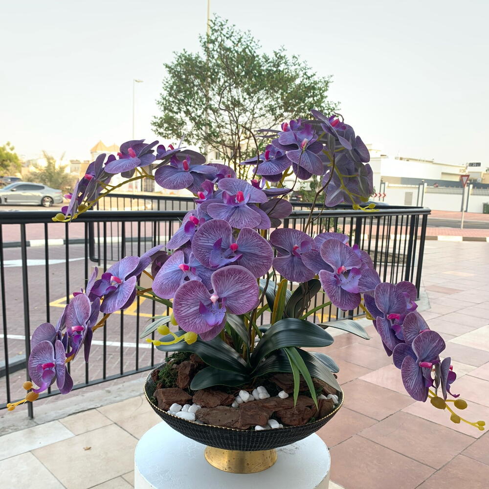 Artificial Phalenopsis orchids plant Died Purple color in Glass