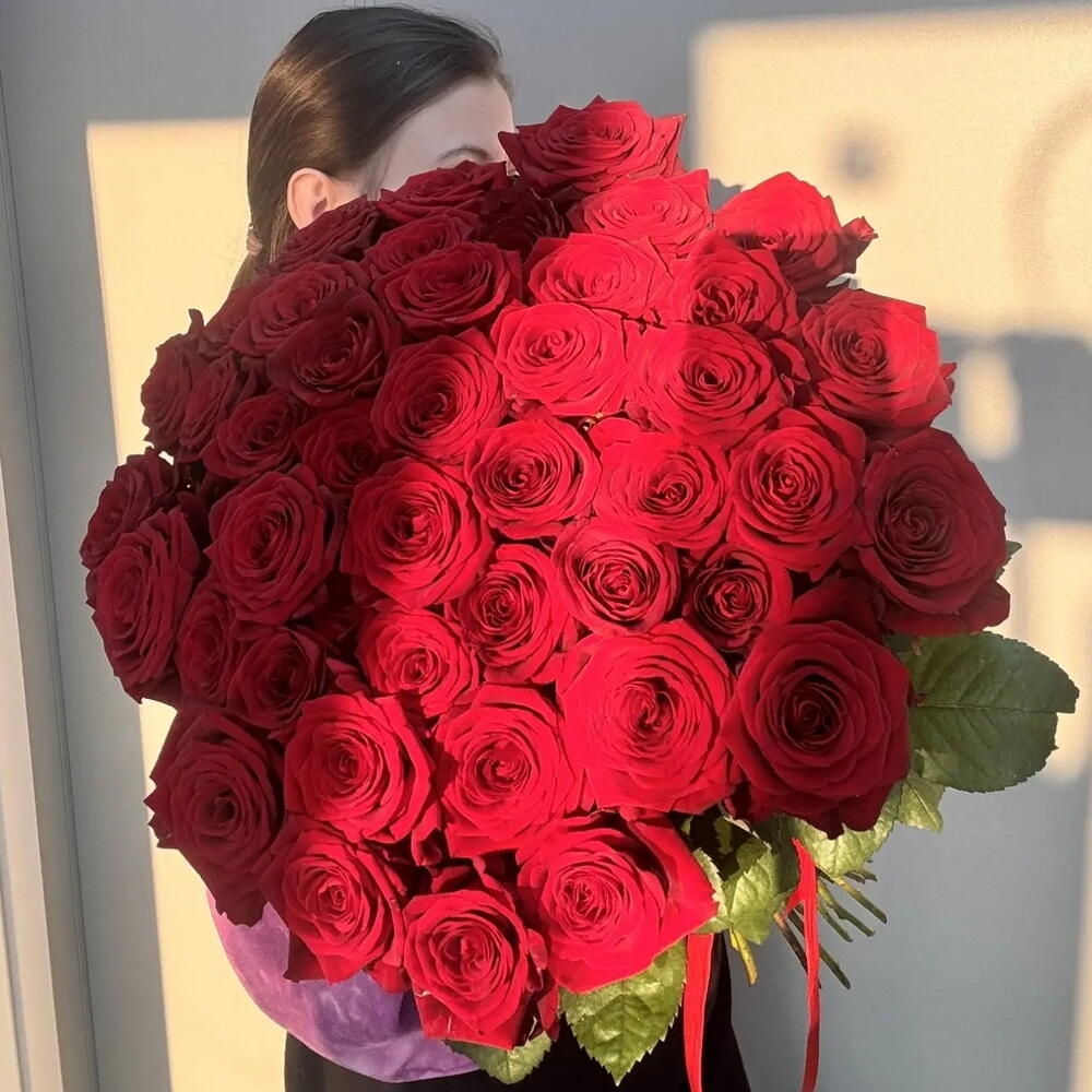 45 красных роз ️🌹60 см