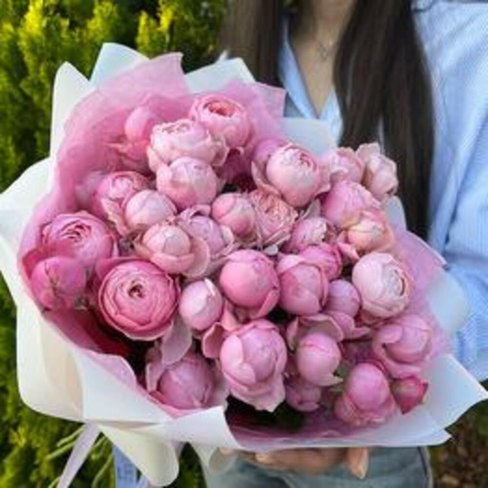 Хит🔥Букет из 11 веток премиальной кустовой пион розы silva pink