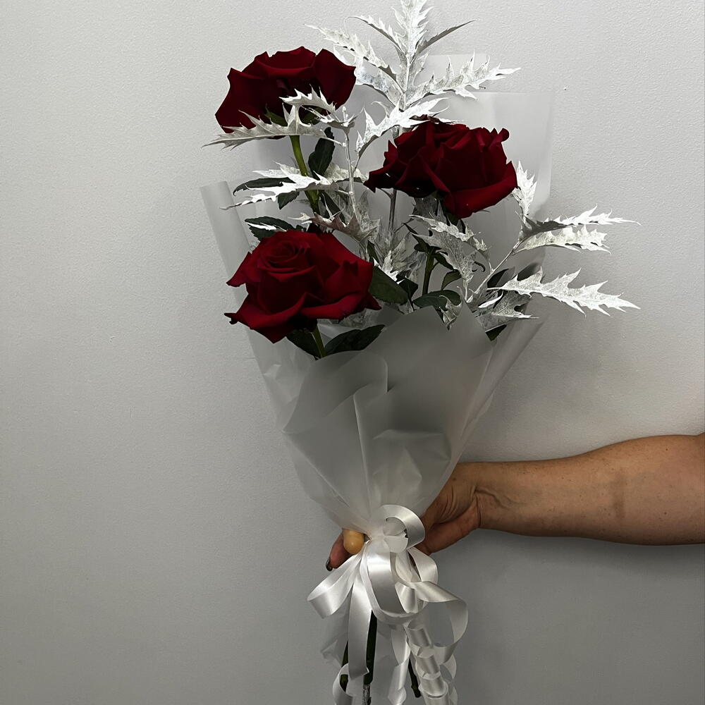 Букет - Алый и серебряный 💐