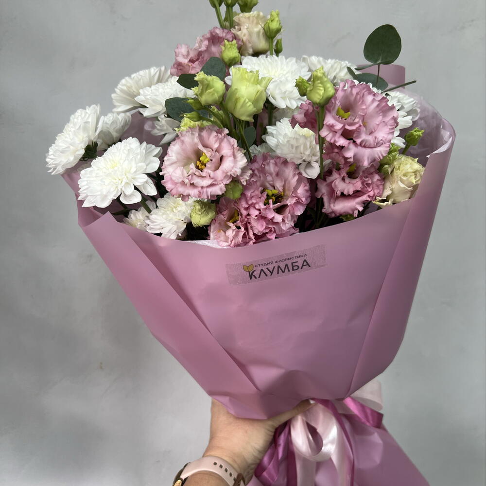 Букет из хризантемы и эустомы💐