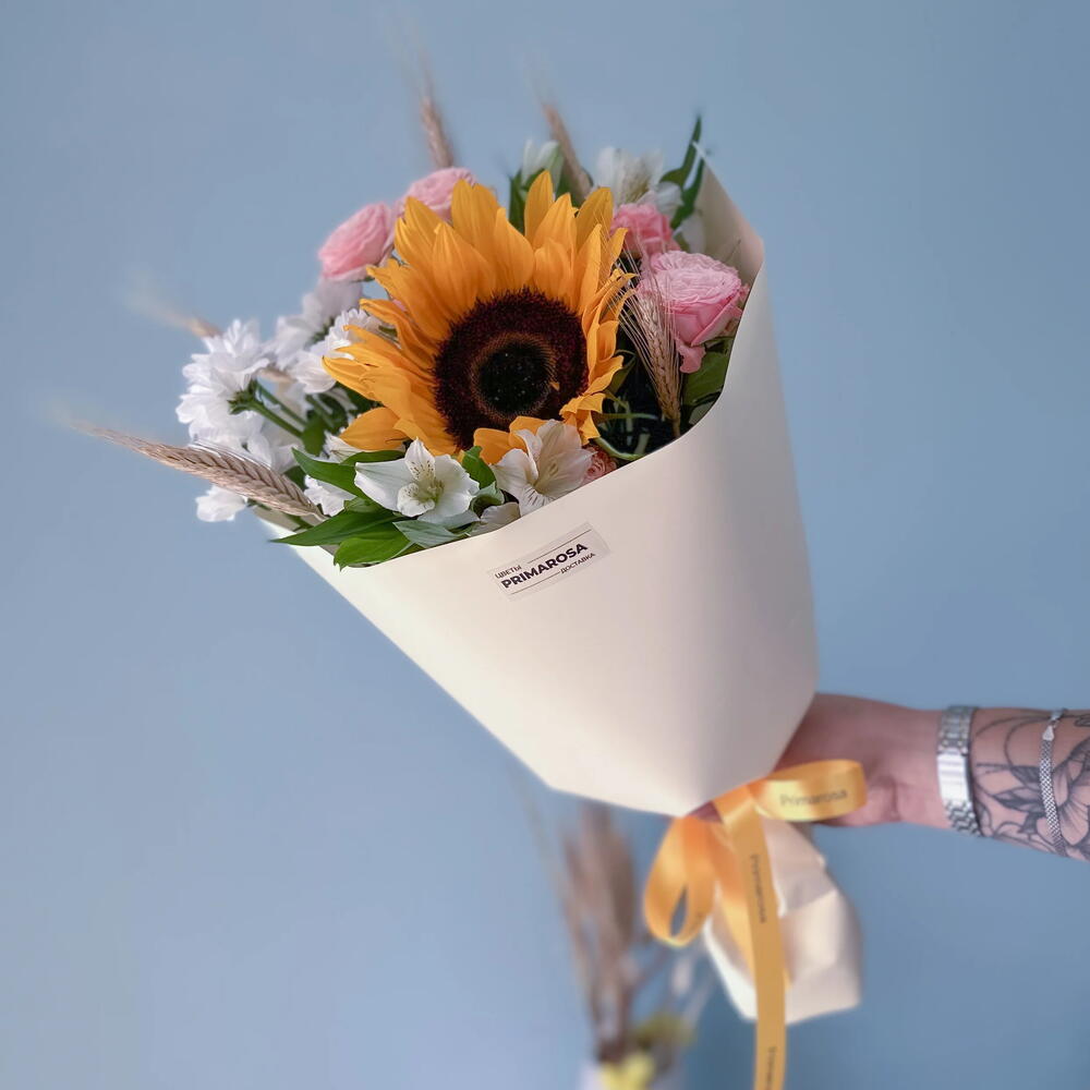 Букет с подсолнухом «Солнечный день» 🌻🌸 39862
