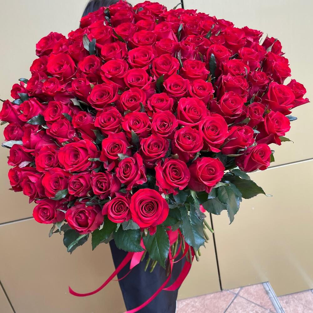 101 красная роза 70 см🌸