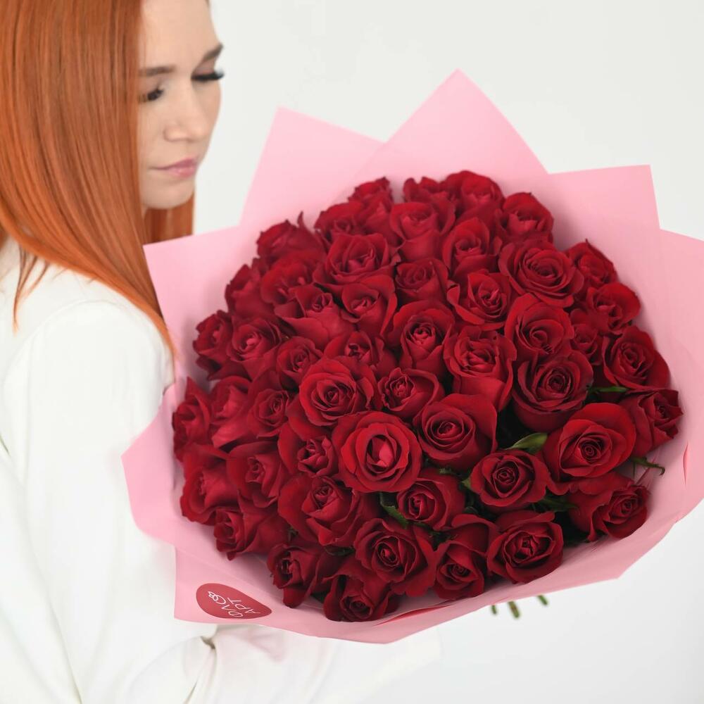 Розы красные 40 см (Premium) 51 шт